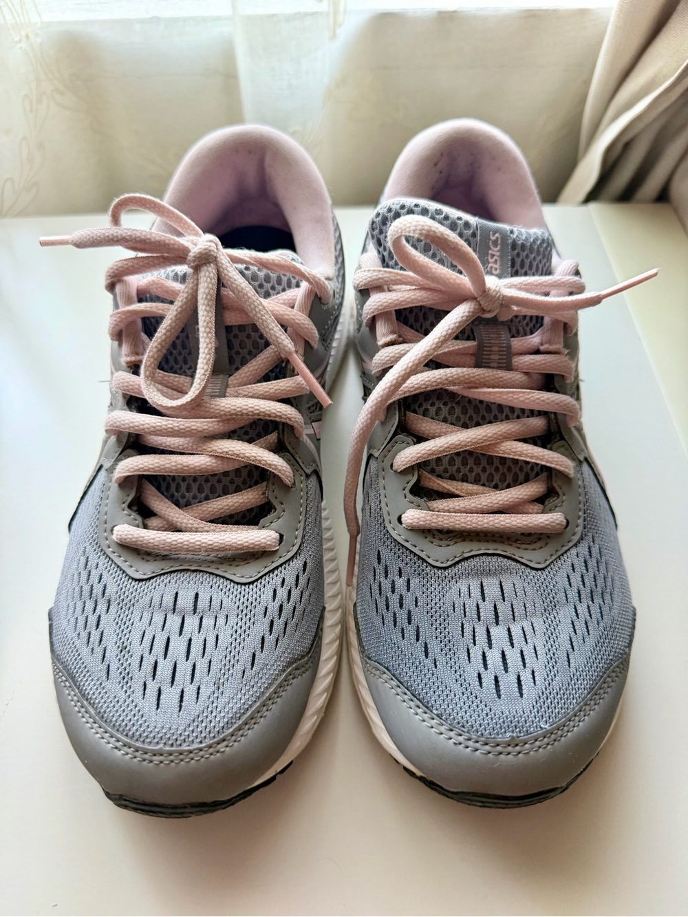 ASICS Women’s Gray & Pink Athletic Running Shoes in good condition